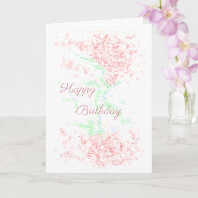 Tarjeta Feliz Cumpleaños con rosa simple (Orquídea)