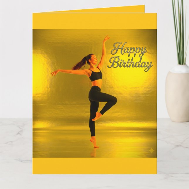TARJETA FELIZ CUMPLEAÑOS CON UN CHICA DE BAILE (Anverso)