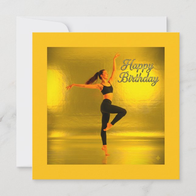 TARJETA FELIZ CUMPLEAÑOS CON UN CHICA DE BAILE (Anverso)