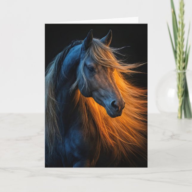 Tarjeta Feliz cumpleaños con un hermoso caballo espiritual (Anverso)