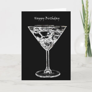 Tarjeta Feliz cumpleaños con un Martini