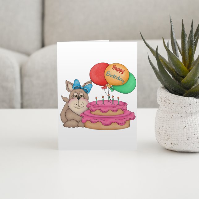 Tarjeta Feliz cumpleaños con una pipa con globos y pastele (Subido por el creador)