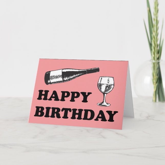 Tarjeta Feliz cumpleaños con vino (Anverso)