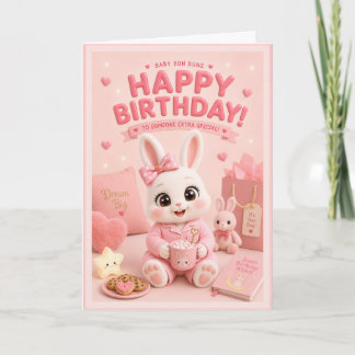 Tarjeta Feliz Cumpleaños Conejito con Mochi de los Bebés C