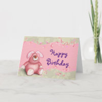 Feliz Cumpleaños Conejito Rosa Lindo Con Corazones