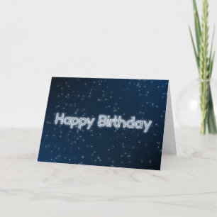 Tarjeta Feliz cumpleaños, copos de nieve azul oscuro de cu