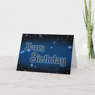 Tarjeta Feliz cumpleaños, copos de nieve azul oscuro de cu