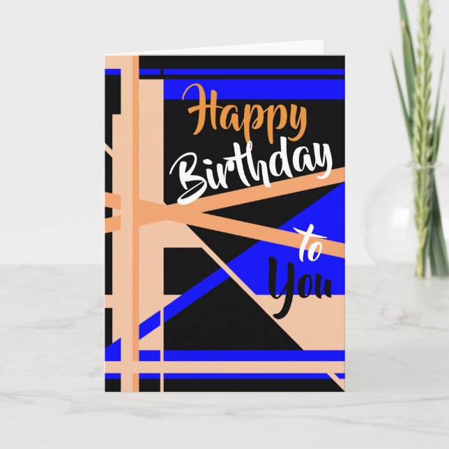 Tarjeta "Feliz cumpleaños" Coral Blue Abstract Art Car (Anverso)