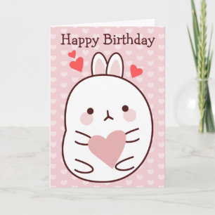 Tarjeta Feliz Cumpleaños Corazón de Conejo 