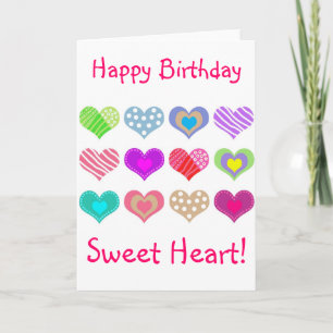 Tarjeta Feliz cumpleaños, corazón dulce