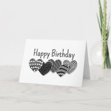 Feliz cumpleaños Corazones decorativos en blanco y