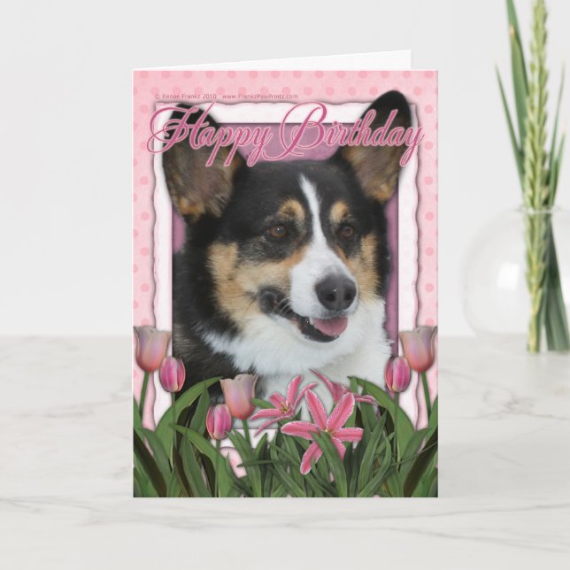 Tarjeta Feliz cumpleaños - Corgi (Anverso)