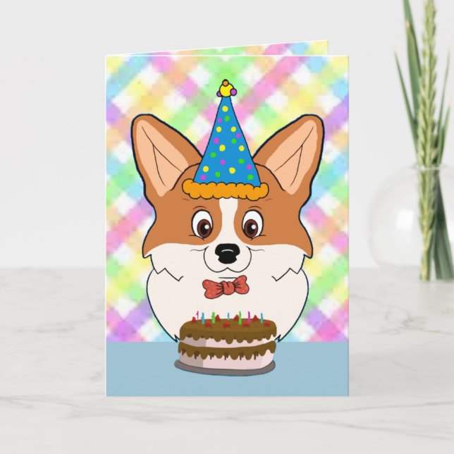 Tarjeta Feliz cumpleaños Corgi Personalizado (Anverso)