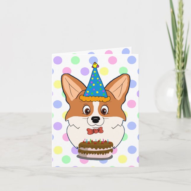 Tarjeta Feliz cumpleaños Corgi Personalizado (Anverso)