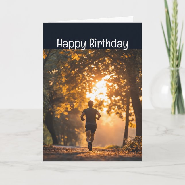 Tarjeta Feliz Cumpleaños Corredor Corriendo Maratón Compet (Anverso)