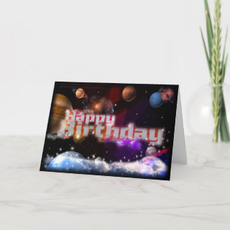 Tarjeta Feliz cumpleaños cósmico por el valxart