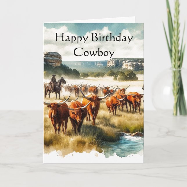 Tarjeta Feliz cumpleaños Cowboy Greet (Anverso)