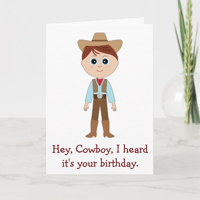 Tarjeta Feliz cumpleaños, Cowboy para nieto (Anverso)