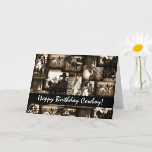 Tarjeta Feliz Cumpleaños Cowboy Rodeo Tema de Cumpleaños W