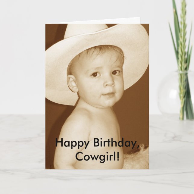 Tarjeta ¡Feliz cumpleaños, Cowgirl! (Anverso)