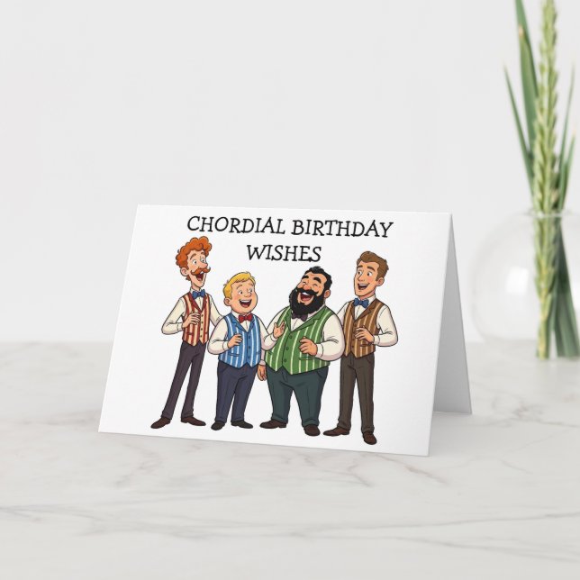 Tarjeta Feliz cumpleaños Cuarteto Moderno de Hombres (Anverso)