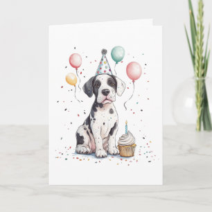Tarjeta Feliz Cumpleaños Cupcake de Cachorro Gran Danés