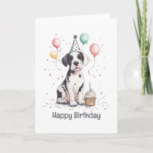 Tarjeta Feliz Cumpleaños Cupcake de Cachorro Gran Danés