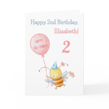 Feliz cumpleaños, cute Abeja voladora con globo