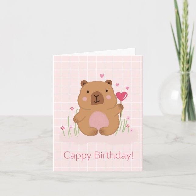 Tarjeta Feliz Cumpleaños Cute Capybara Cumpleaños Pun Gree (Anverso)
