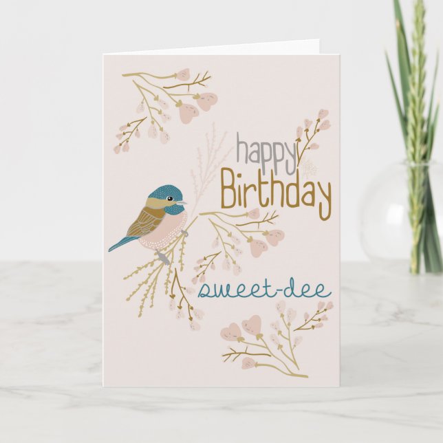 Tarjeta Felíz cumpleaños Cute de Pollo Rosa Floral (Anverso)