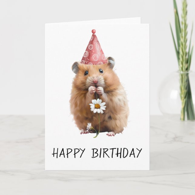 Tarjeta Feliz cumpleaños, Cute Hamster (Anverso)
