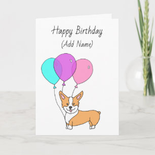 Tarjeta Feliz Cumpleaños Cute Hand Drawn Corgi