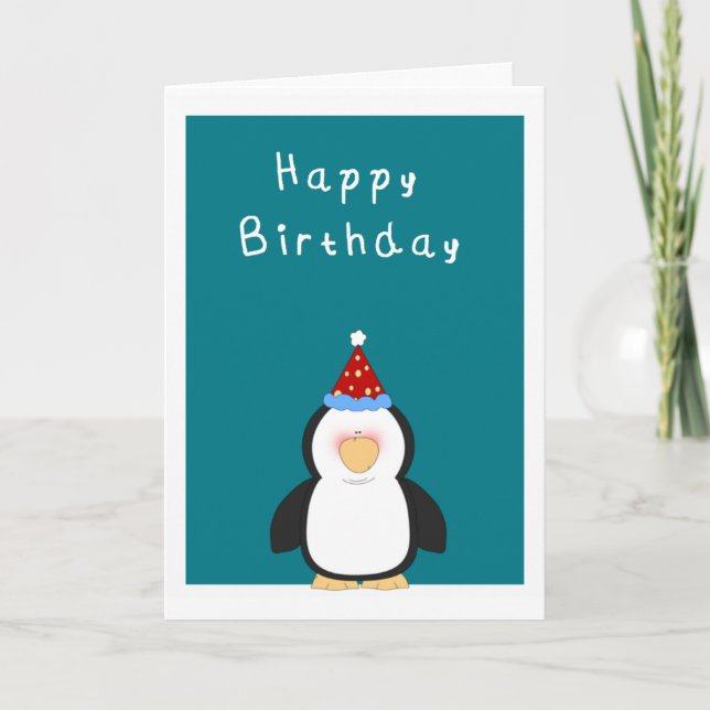 Tarjeta Feliz cumpleaños Cute pingüino (Anverso)