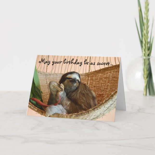Tarjeta Feliz Cumpleaños Cute Sloth (Anverso)