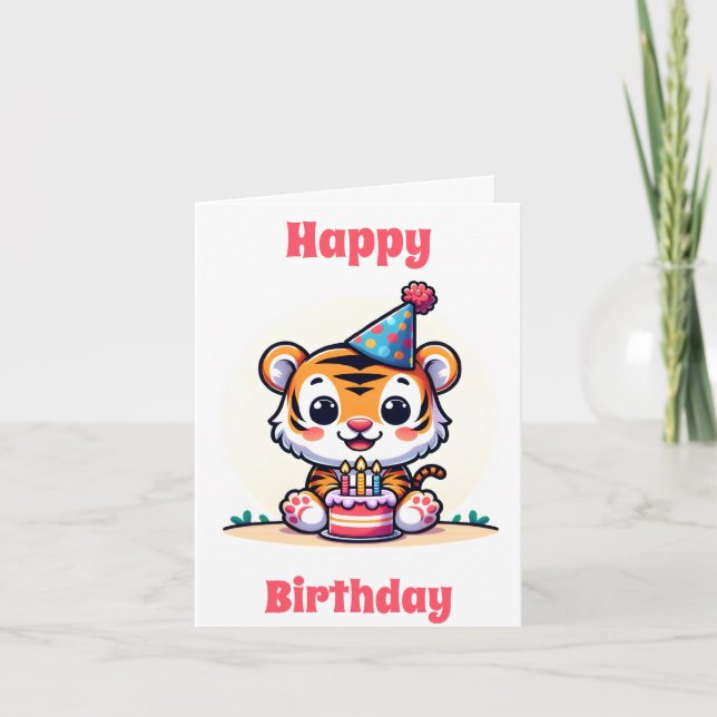 Tarjeta Feliz cumpleaños Cute Tiger Cub (Anverso)