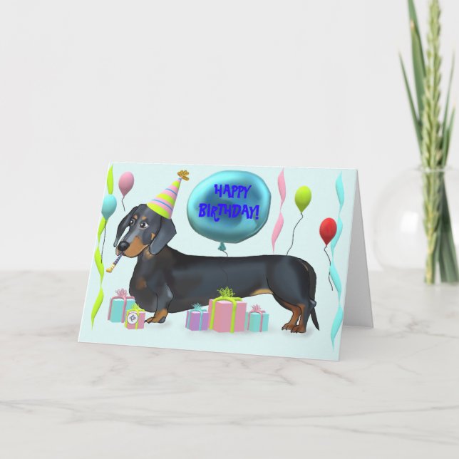 Tarjeta Feliz cumpleaños Dachshund (Anverso)