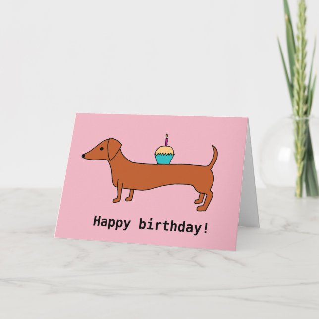 Tarjeta Feliz cumpleaños Dachshund (Anverso)