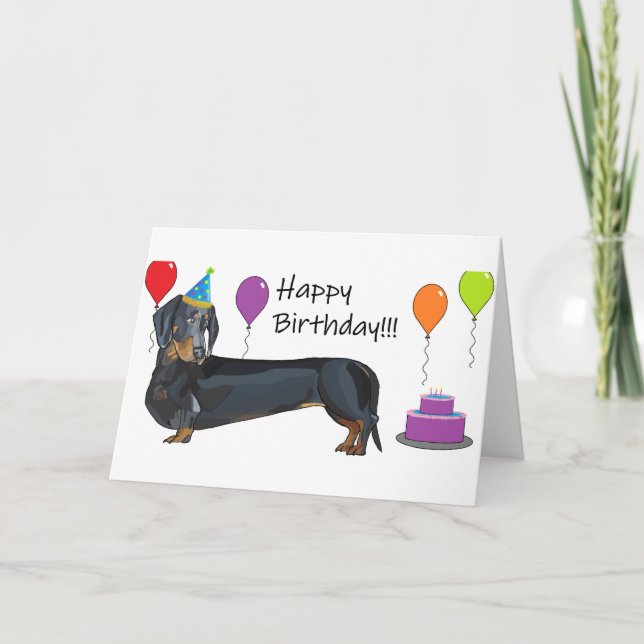 Tarjeta Feliz cumpleaños Dachshund (Anverso)