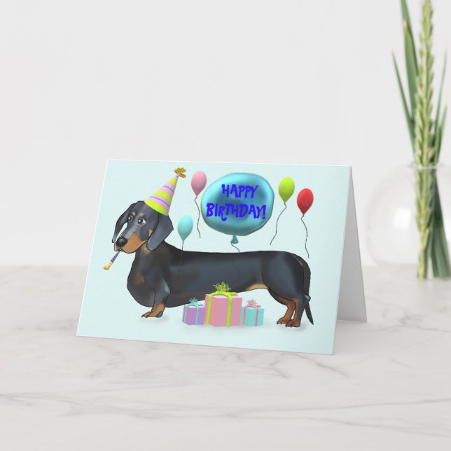 Tarjeta Feliz cumpleaños Dachshund (Anverso)