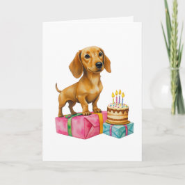 Tarjeta Feliz cumpleaños dachshund cachorro perro papá mam