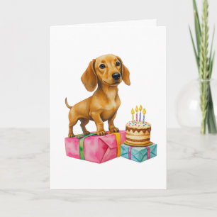 Tarjeta Feliz cumpleaños dachshund cachorro perro papá mam