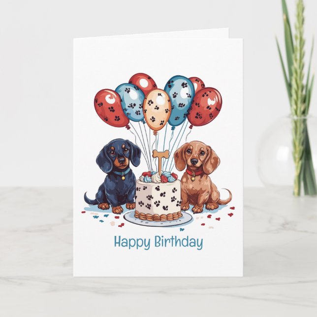 Tarjeta Feliz cumpleaños, Dachshund Dogs (Anverso)
