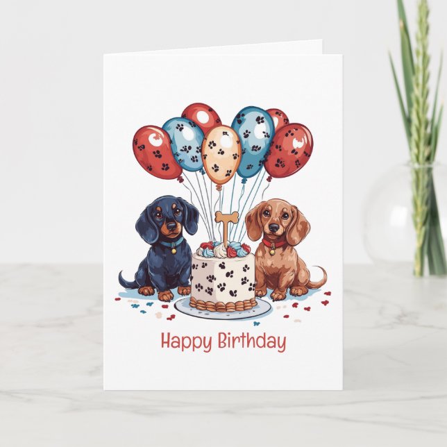 Tarjeta Feliz cumpleaños, Dachshund Dogs (Anverso)