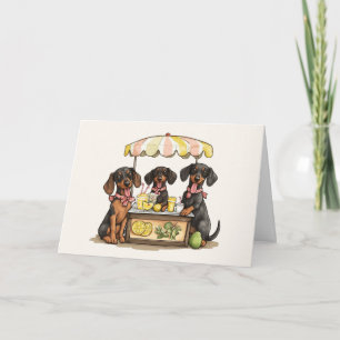 Tarjeta Feliz cumpleaños Dachshund Dogs Lemonade Stand