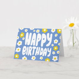 Tarjeta FELIZ CUMPLEAÑOS Daisies Bubble Letters PERSONALIZ