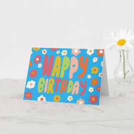 Tarjeta FELIZ CUMPLEAÑOS Daisies Bubble Letters PERSONALIZ