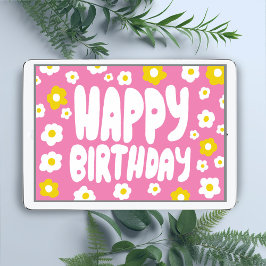 Tarjeta FELIZ CUMPLEAÑOS Daisies Bubble Letters PERSONALIZ