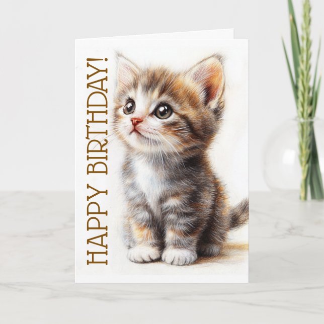 Tarjeta Feliz cumpleaños, dama de gato, amante de los gati (Anverso)