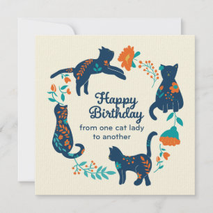 Tarjeta Feliz cumpleaños, dama del gato