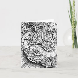 Tarjeta Feliz Cumpleaños Damask Mandala Indio En Blanco Po